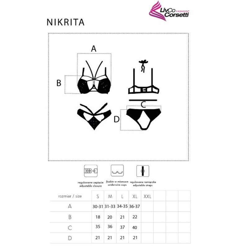 LIVCO CORSETTI FASHION - NIKRITA LC 90647 REGGISENO + SLIP NERO XL - immagine 4