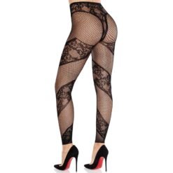 Alternative view of LEG AVENUE - COLLANT SENZA PIEDE IN PIZZO E TRASPARENTE NERO