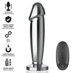 Alternative view of INTENSE - ANAL PLUG 10 VIBRAZIONI DILDO METALLO CON TELECOMANDO M