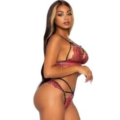 Alternative view of LEG AVENUE - 81623 REGGISENO + PERIZOMA BORDEAUX TAGLIA S