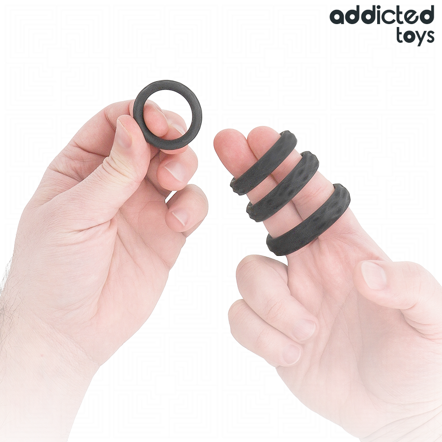 ADDICTED TOYS - SET DI ANELLI PER IL PENE TESTURIZZATI 4 MISURE - immagine 2