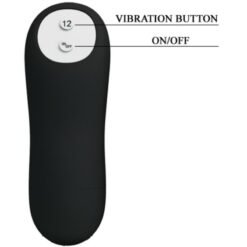 PRETTY LOVE - PLUG ANALE IN SILICONE FORMA DEL PENE E 12 MODALIT DI VIBRAZIONE NERO - immagine 5