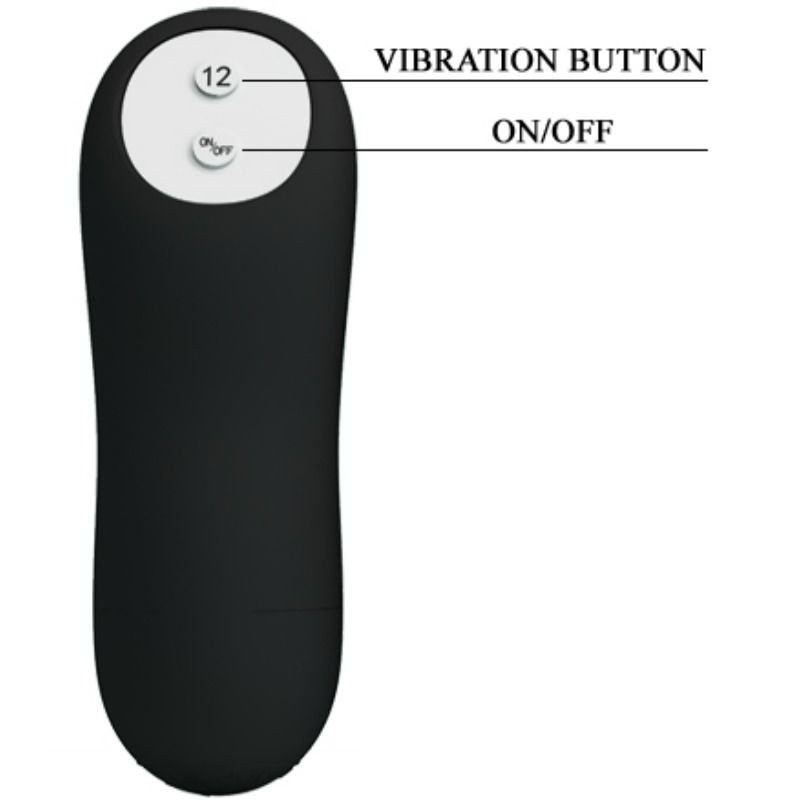 PRETTY LOVE - PLUG ANALE IN SILICONE FORMA DEL PENE E 12 MODALIT DI VIBRAZIONE NERO - immagine 5