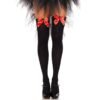 LEG AVENUE - CALZAMAGLIA IN NYLON NERO CON FIOCCO ROSSO TAGLIA UNICA