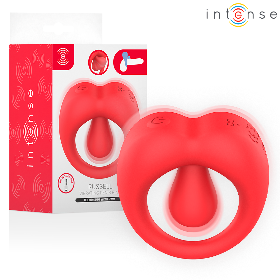 INTENSE - RUSSELL ANILLO VIBRADOR CON ESTIMULACIÓN DE CLÍTORIS ROJO - immagine 2