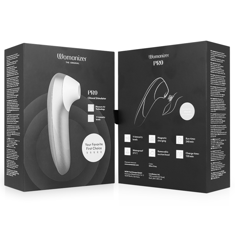 WOMANIZER - STIMOLATORE CLITORIDEO PRO VIBRANTE, COLORE ARGENTO E GRIGIO - immagine 7