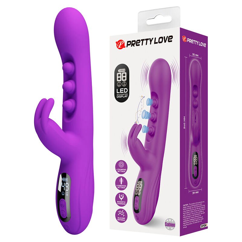 PRETTY LOVE - VIBRATORE A CONIGLIO SABIEN CON STIMOLAZIONE A PERCUSSIONE E LED VIOLA - immagine 2