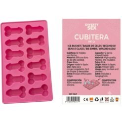 DIABLO PICANTE - 12 PENI IN SILICONE RIGIDO DA APPENDERE A UN SECCHIELLO PER IL GHIACCIO ROSA