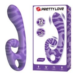 PRETTY LOVE - VIBRATORE A DOPPIA ESTIVA CON MANICO 19 CM Ø 3,5 CM VIOLA