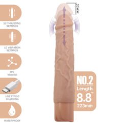 PRETTY LOVE - KESSLER DILDO VIBRANTE REALISTICO CON 10 MODALITÀ DI VIBRAZIONE E 10 ROTAZIONI, 22 CM NATURALE