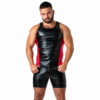LOCKER GEAR - PUNCH HOLE LEATHERETTE CANOTTA ROSSO L